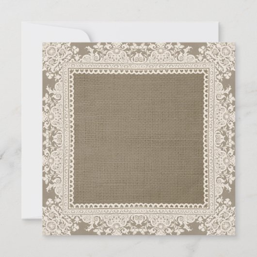 Witte kant zwarte boog & jute bruiloft uitnodiging (Achterkant)