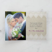 Witte Kanten Antieke Trouwfoto Bedankt Paars (Binnen)