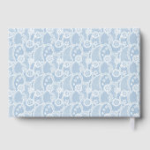 Witte Kanten Bruidsbrieven Stofblauw Gastenboek (Achterkant)