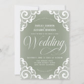 Witte Kanten Bruiloft Kaart (Voorkant)