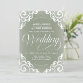 Witte Kanten Bruiloft Kaart (Staand voorkant)