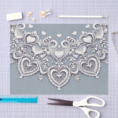 Witte Kanten Hartjes Romantische Charme Bruidsdouc Tissuepapier (Craft)