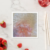 Witte Kanten Roze Bloem Met Parel Servetten (Insitu)
