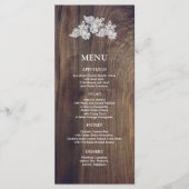 Witte Kanten | Schuur Hout Bruiloft Menu Kaart (Voorkant)