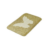 Witte kanten vlinder op gouden glitter badmat (Gekanteld)