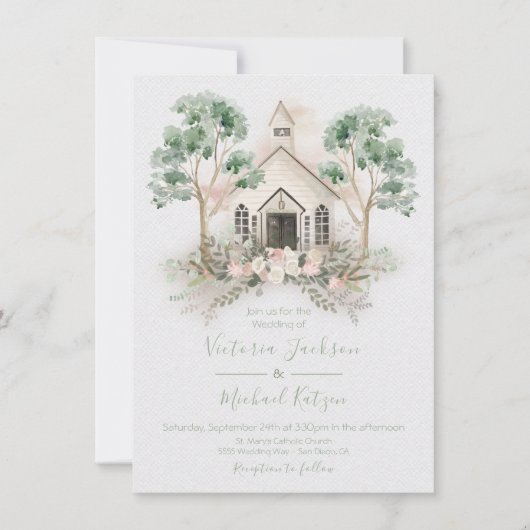 Witte kapel in de uitnodiging voor het huwelijk me (Voorkant)