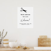 Witte kapper openingsuren welkom poster (Keuken)