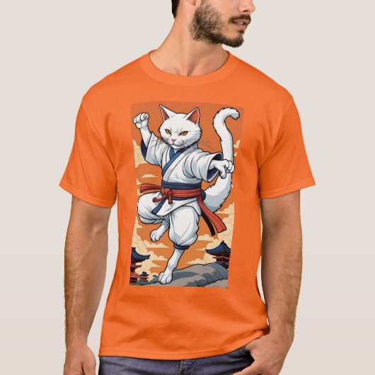 Witte Karate Kat T-shirt (Voorkant)