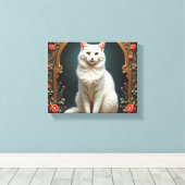 Witte Kat 5D Diamant Schilder Kit Canvas Afdruk (Insitu (Houten vloer))