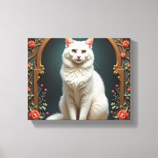 Witte Kat 5D Diamant Schilder Kit Canvas Afdruk (Voorkant)