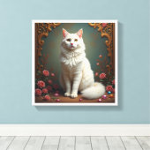 Witte Kat 5D Diamant Schilderen Kit  Canvas Afdruk (Insitu (Houten vloer))