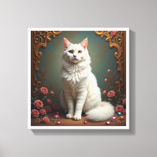 Witte Kat 5D Diamant Schilderen Kit  Canvas Afdruk (Voorkant)