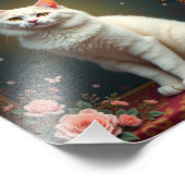 Witte Kat 5D Diamant Schilderen Kit Foto Afdruk (Hoek)