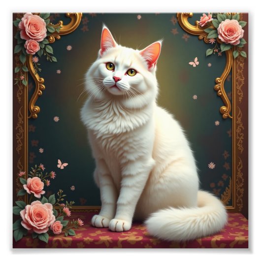 Witte Kat 5D Diamant Schilderen Kit Foto Afdruk (Voorkant)
