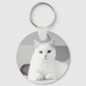Witte Kat Aangepaste Huisdiernaam – Bewerkbare Lie Sleutelhanger (Achterkant)