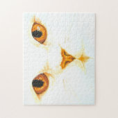 Witte Kat Amber Ogen Aquarel Art Print Legpuzzel (Verticaal)