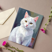 Witte Kat | Aquarel Kat Dieren Schilderij Kaart