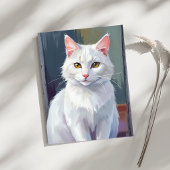 Witte Kat | Aquarel Kat Dieren Schilderij Kaart