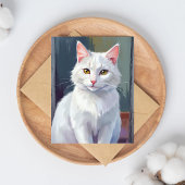 Witte Kat | Aquarel Kat Dieren Schilderij Kaart
