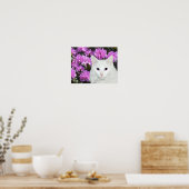 Witte kat azaleas poster (Keuken)
