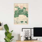 Witte kat badkuipprint, Ukiyo-e Japanse kunst Poster (Thuiskantoor)