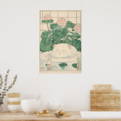 Witte kat badkuipprint, Ukiyo-e Japanse kunst Poster (Keuken)