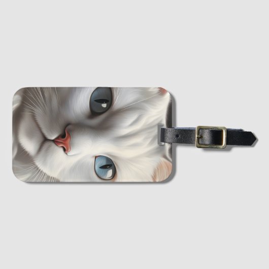 Witte kat bagagelabel (Voorkant (horizontaal))