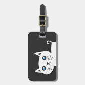 Witte kat Bagagelabel (Voorkant verticaal)