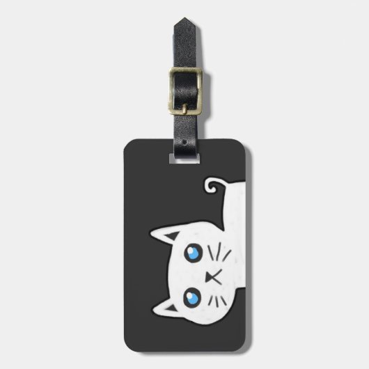 Witte kat Bagagelabel (Voorkant verticaal)