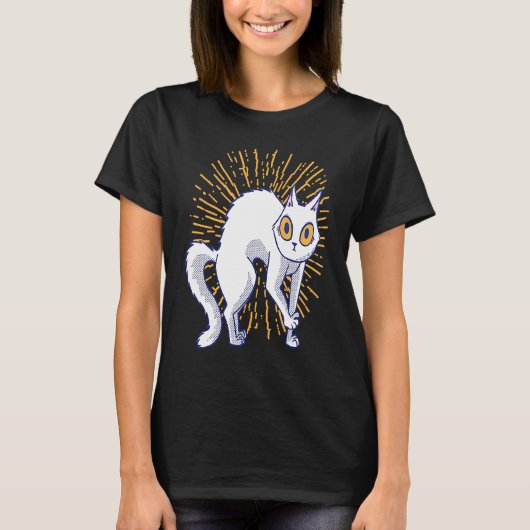 Witte kat bang t-shirt (Voorkant)