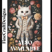 Witte Kat Barok Geborduurde Outfit CB8 Decoupage Tissuepapier