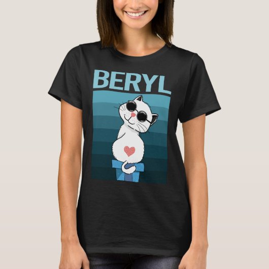 Witte Kat - Beryl Naam T-shirt (Voorkant)