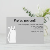 Witte Kat Bewegend Nieuw Huis Aankondiging (Staand voorkant)