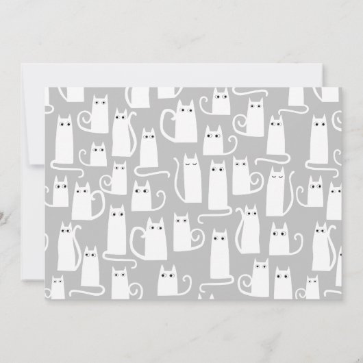 Witte Kat Bewegend Nieuw Huis Aankondiging (Achterkant)