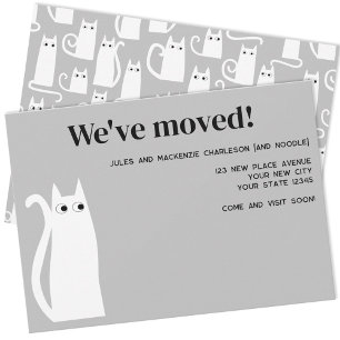 Witte Kat Bewegend Nieuw Huis Aankondiging