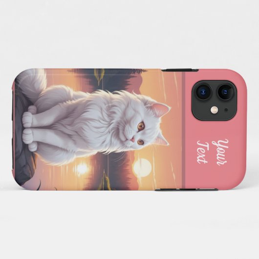Witte kat bij het meer Case-Mate iPhone case (Achterkant (horizontaal))