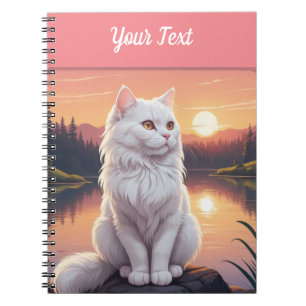 Witte kat bij het meer notitieboek