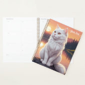 Witte kat bij het meer planner (Display)