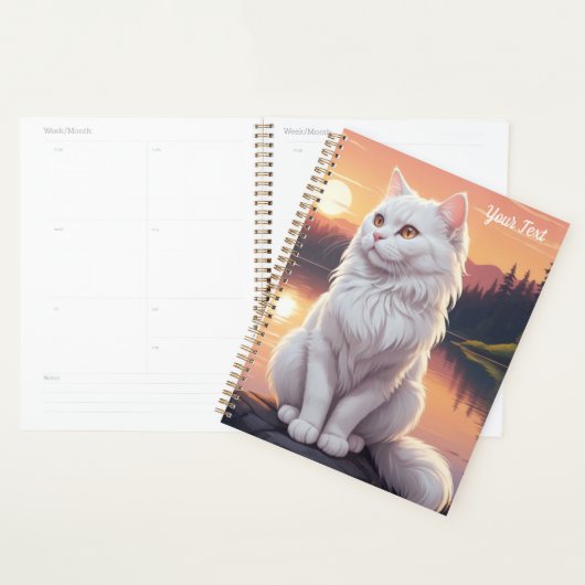 Witte kat bij het meer planner (Display)