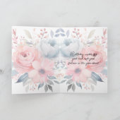 Witte kat Blauw Roze Bloemen Met Liefde Verjaardag Feestdagen Kaart (Binnen)