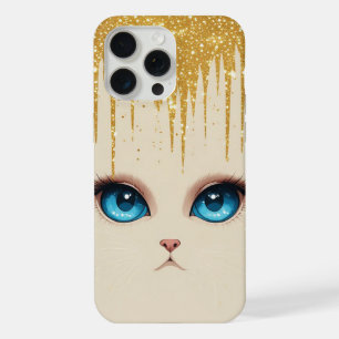 Witte Kat Blauwe Ogen Elegante Moderne Portret iPhone 15 Pro Max Case