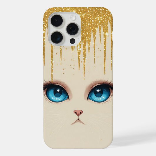 Witte Kat Blauwe Ogen Elegante Moderne Portret iPhone Hoesje (Achterkant)