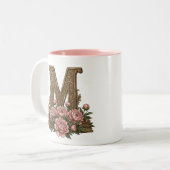 Witte Kat Blauwe Ogen Monogrammokkop Tweekleurige Koffiemok (Voorkant links)