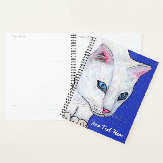 Witte kat Bleek blauwe ogen op Sparkle like Dark B Planner (Display)