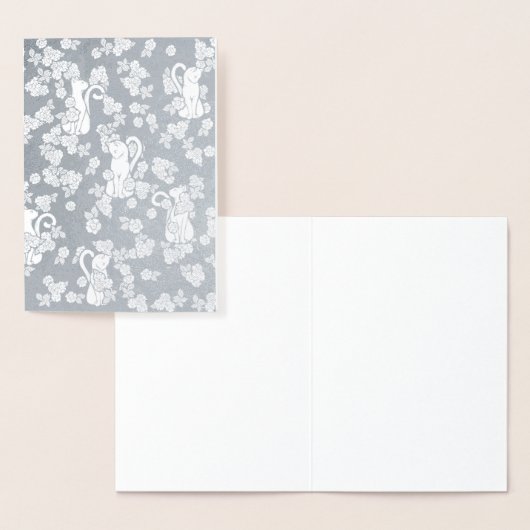 Witte kat bloemen folie kaarten (Display)