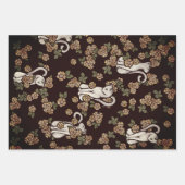 Witte kat bloemen inpakpapier vel (Voorkant 3)