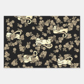 Witte kat bloemen inpakpapier vel (Voorkant 2)