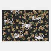 Witte kat bloemen inpakpapier vel (Voorkant)