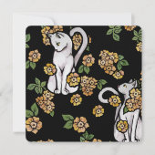 Witte kat bloemen notitiekaartje (Voorkant)