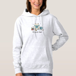 Witte Kat Brei Blauwe Garens Cozy Editie Grafisch Hoodie